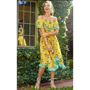 Matilda Jane Dress Hooked On A Feeling Off Shoulder Floral Summer Midi Boho XS